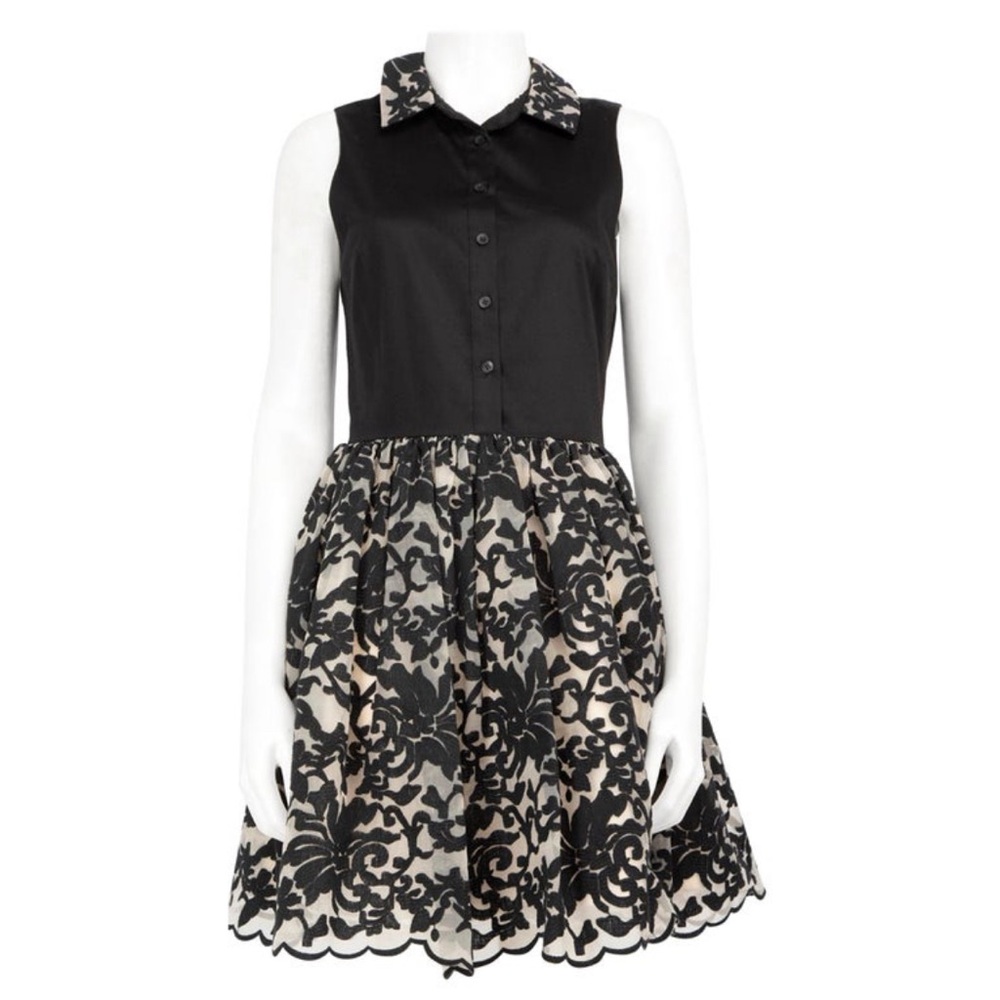 Alice + Olivia Black Embroidered Shirt Dress